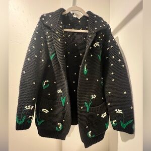 Valentino Lily of the Valley Floral Embroidered Maxi Cardigan